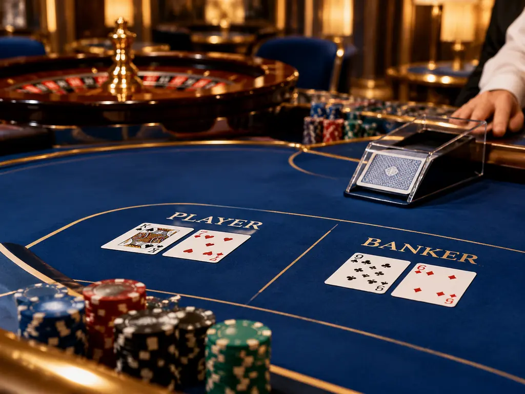 Meja kartu live dengan perlengkapan dealer di kasino